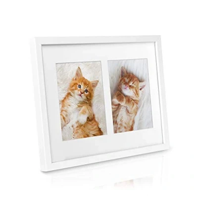 Image of bomoe Double Photo Frame Galeria Multi Picture for 2 Photos Aperture Collage Multiple Pictures 2x 13x18 cm White