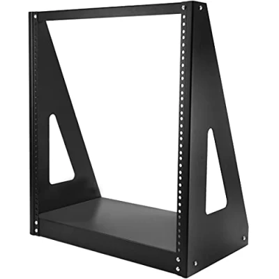 Image of StarTech.com 2 Post 12U Heavy Duty Desktop Server Rack, Small Open Frame 19in Computer Compact Network Rack for AV / Studio Data IT Equipment, Two Home/Office TAA (2POSTRACK12)