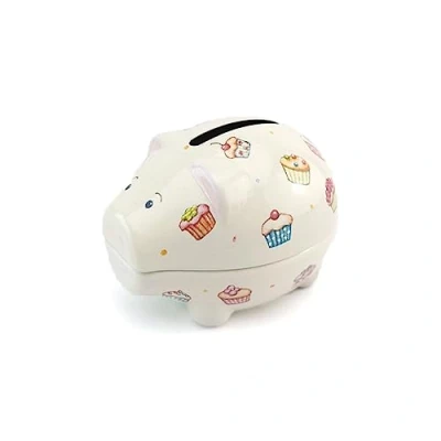 Image of Afternoon Tea Cupcakes Coin Piggy Bank Tin Money Box Cracker Filler Mini Gift