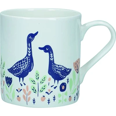 Image of KitchenCraft Fine Bone China 330ml Can Mug, Woodcut Goose