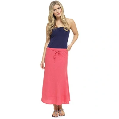 Image of Tom Franks Linen Blend Bias Cut Skirt Pink 16