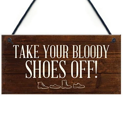 Image of RED OCEAN Funny Sign Take Off Your Shoes Hanging Plaque House Porch Decor New Home Gift