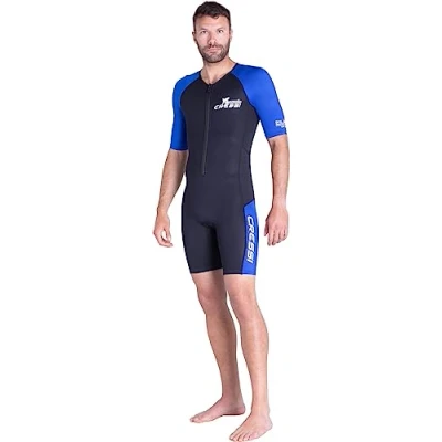 Image of Cressi Mens Tiburon Man Monopiece 2 Mm Shorty Wetsuit, Black / Blue, XL EU