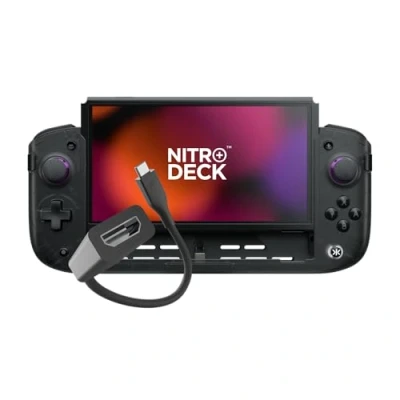 Image of CRKD Nitro Deck+ with HDMI Adapter Handheld Pro Controller for Nintendo Switch &amp; OLED Model TV Dockable Programmable Sidekicks Back Buttons TruCollection System (Clear Black)