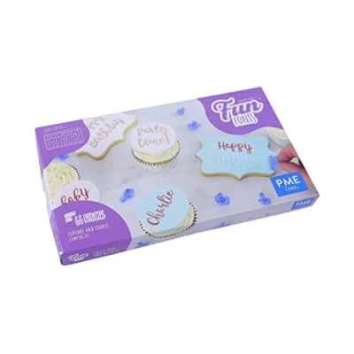 Image of PME FF54 Fun Fonts Cupcake and Cookie Stamping Set Collection 1, Blue
