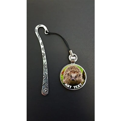 Image of Personalised Hedgehog Any Text Pendant On a Silver Coloured Metal Design Bookmark Ideal Birthday Gift N83w