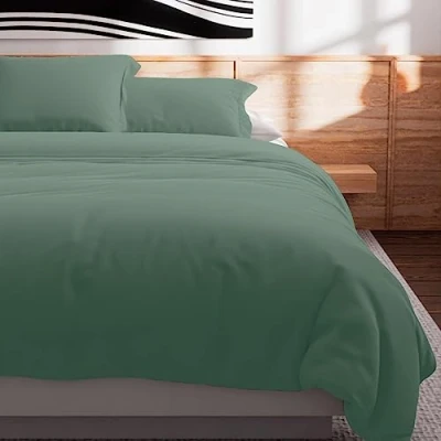 Image of Soleil d&#039;ocre, Duvet Cover 57 Thread Count Cotton 240 x 220 cm Plain Aqua Green