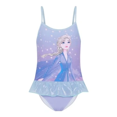 Image of Disney Frozen Elsa Girls Skirted Swimming Costume Swimsuit 3 4 Years Light Blue