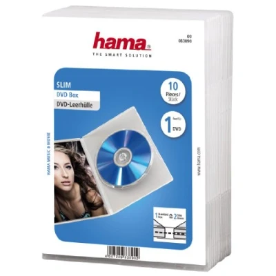 Image of Hama Slim DVD Jewel Case, pack of 10 White/Transparent