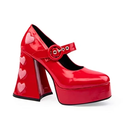 Image of LAMODA Women&#039;s Love Sick Court Shoe, Red Patent, 4 UK