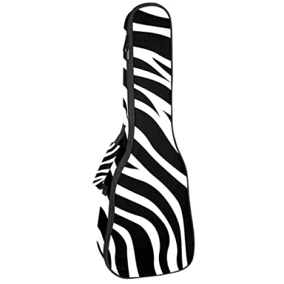 Image of Tenor Ukulele Gig Bag Waterproof Case Padded Backpack, Great for Soprano Concert (21/23/24 in) Black White Zebras