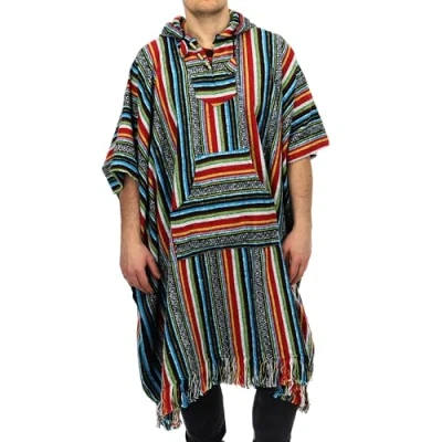 Image of LOUDelephant Brushed Cotton Long Hooded Poncho Mexican Diamond