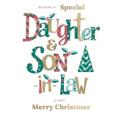 Image of Daughter &amp; Son in Law Festive Cheer Family Christmas Greeting Card XFC035