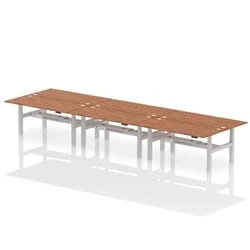 Image of Air B2B 1800x800mm Height Adjustable 6P Bench Desk CP Walnut/Silver