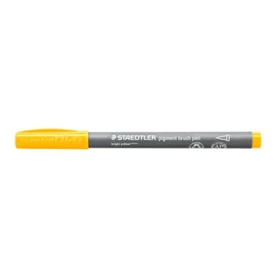 Image of STAEDTLER 371 110 Pigment Arts Brush Pen Bright Yellow (Box of 10)