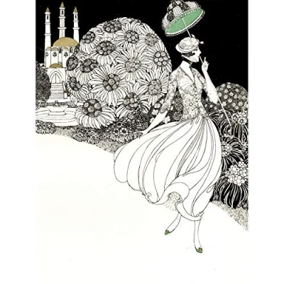 Image of Wee Blue Coo Art Deco Portrait Woman Garden Unframed Wall Print Poster Home Decor Premium