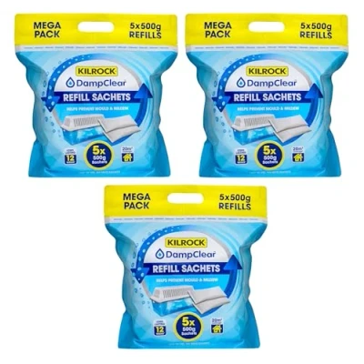Image of 2 x Kilrock Damp Clear Moisture Trap Refill = 10 500g Refills Bags