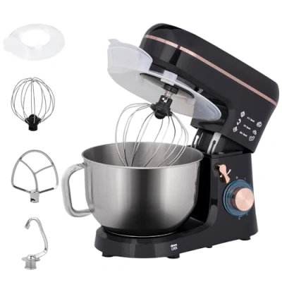 Image of HOMCOM Stand Mixer, 5L Food Mixer for Baking, 6 Speeds and Pulse Setting, 1400W Cake Electric Kitchen with Dough Hook, Whisk, Stainless Steel Bowl, Splash Guard, Beater, Black