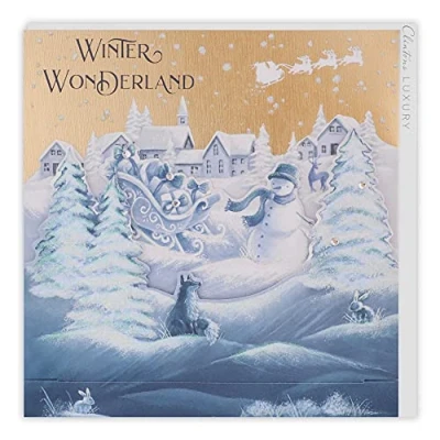 Image of Clintons: Pull Down Sleigh Scene General Christmas Card, Multi colour, 192 x 192, 1169594