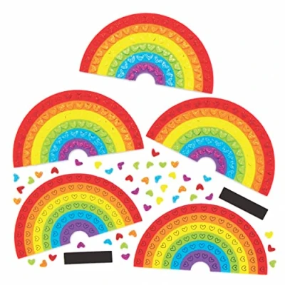 Image of Baker Ross AX813 Heart Fridge Magnets Pack of 5, Mosaics Craft Kits Great for Arts and Crafts Activities or Party Crafting