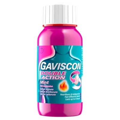 Image of Gaviscon Double Action Heartburn Liquid, Mint, 150ml, Indigestion Antacid Acid Reflux Relief, Gastro, Fasting Acting, Long Lasting, Antacids, Digestion and Nausea