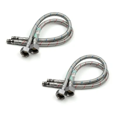 Image of Xcel Home 4X M10 x1/2 Flexible Tap Connectors (400mm) 10 Lengths Pair of BSP Kitchen/Basin Monobloc Mixer Flexi Pipe Tails Braided Stainless Steel