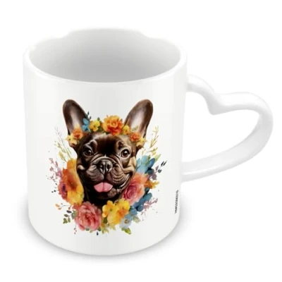 Image of Pyramid International, Love My Dog (Frenchie), Heart Handle 11oz / 315ml Ceramic Mug, One Size
