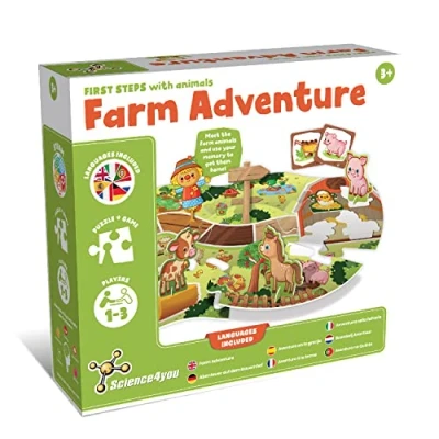 Image of Science4you First Steps Farm Adventure Puzzle for 3+ Year Olds with Animals, Montessori and Memory Game Kids age 3 4 5, Educational Toys Puzzles, Gifts Toddlers Years Old