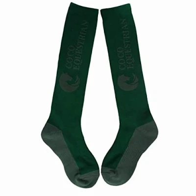 Image of Coco Equestrian Green Unisex Child Breathable Knee High Long Boot Horse Riding Socks 1 Pair
