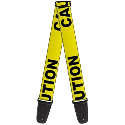 Image of Buckle Down GS W32962 Guitar Strap Caution Yellow Black, 2&quot; Wide 29 54&quot; Length