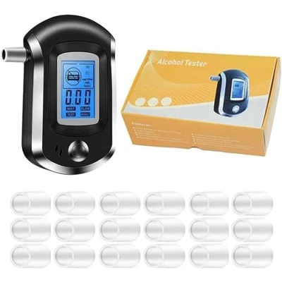 Image of CIFFRA Breathalyzer &amp; Alcohol Tester, LCD Display Digital Fast, High Accuracy Detector (20 Mouthpieces)