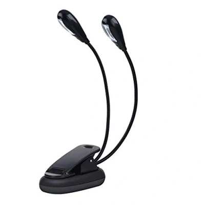 Image of Clip On Reading Light, Music Stand Book Mini Double Adjustable Arms Light LED Lamp Rechargeable Flexible Eye care Perfect replacement for Bookworms, Kids &amp; Players