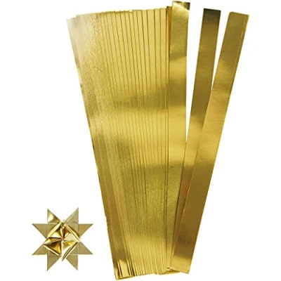 Image of Paper Star Strips, W: 15 mm, D: 6,5 gold, 100pcs, L: 45 cm