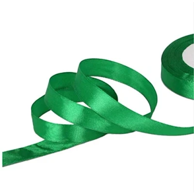 Image of SR SUPER RIBBONS®™ Full Reel 15mm Double Faced Satin Ribbon, 20 Metres on Green