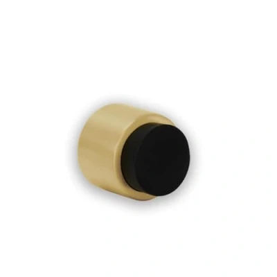 Image of EVI Herrajes Wall Mounted Door Stop, Stainless Steel, Matte Brass Black Rubber, 28x28mm