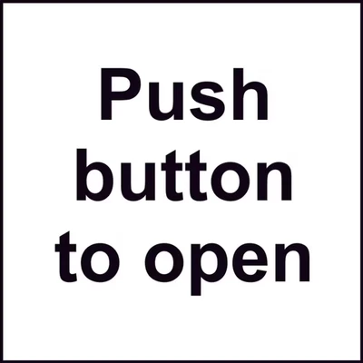 Image of Centurion Push Button To Open Door Label Health &amp; Safety Sign Self Adhesive Vinyl Sticker 150mm x 150mm, White