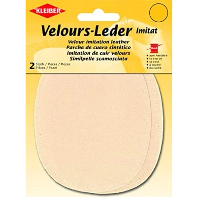 Image of Kleiber Imitation Suede Leather Sew on Knee/Elbow Patches Oval 12.5cm x 10cm Ivory