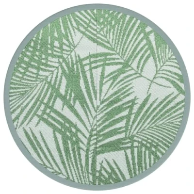 Image of vidaXL Outdoor Carpet 120cm Round Green Polypropylene Rug for Patio, Balcony, Terrace, UV Resistant, Reversible, Easy to Clean