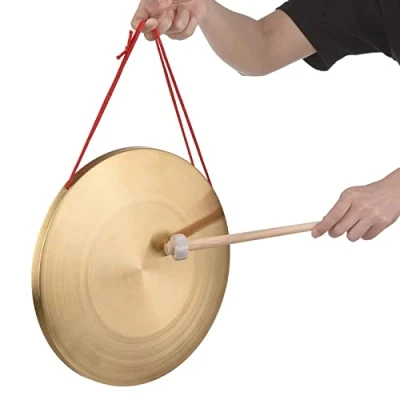 Image of 32 Cm Hand Gong Cymbals Brass Copper Chapel Opera Percussion Instrument with Round Play Hammer