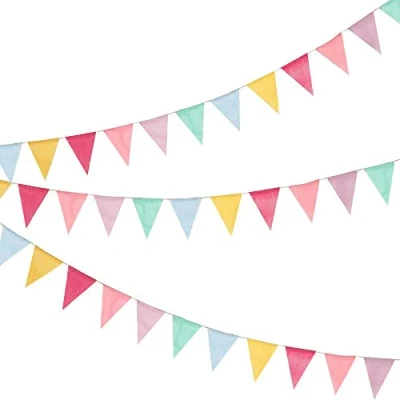 Image of 36 Flags 39.5ft Bunting Banner, Multicolour Outdoor Waterproof Triangle Imitated Linen Burlap Supply for Wedding Birthday Party Home Festival Decoration
