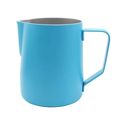 Image of Abcsea 1 Piece Stainless Steel Milk Frothing Pitcher jug, Frother Foaming Jug for Coffee and Latte Art, Blue 350ml/12oz