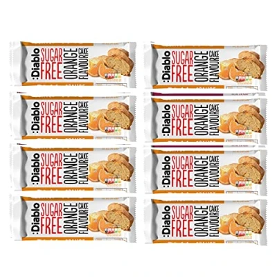 Image of Diablo Orange Flavour Cake Sugar Free Sweetened with Maltitol Diabetic Hamper Available Perfect for Gifting Halal &amp; Kosher Approved 1 Packet 200g (Pack of 8)