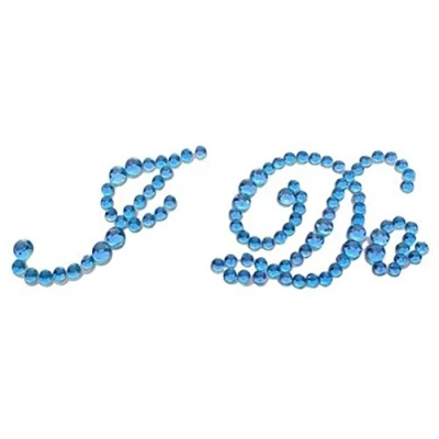 Image of Set of Crystal I Do &amp; Me Too Wedding Shoe Stickers For Your Shoes, Great day Gift Novelty (BLUE DO)
