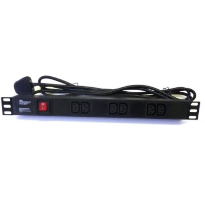 Image of 19&quot; IEC Horizontal 6 Way Rack Mount Power Distribution Unit PDU Data Lan Cabinet