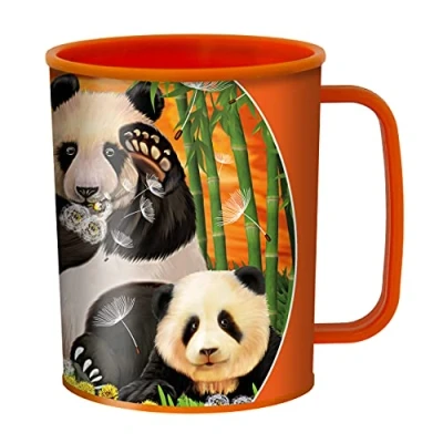 Image of 3D LiveLife Drinking Cup Panda Club from Deluxebase. Lenticular Plastic Cup. 300ml Cups for Kids with Original Artwork Licensed Renowned Artist, Michael Searle