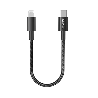 Image of Anker USB C to Lightning Cable New Nylon (1ft, MFi Certified) for iPhone 14/14 Pro/13/13 Pro/12 Pro Max /12/11 /X/XS/XR/ 8 Plus/AirPods Pro, Supports Power Delivery Black)