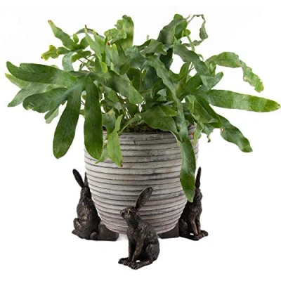 Image of Potty Feet Large Sitting Hare Figures Plant Pot Planter Support Handmade Decorative Ornaments 3pcs