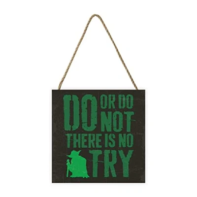 Image of Pyramid International Star Wars Wall Art (Yoda There Is No Try Design) 20cm x 3cm Official Merchandise ​,Green