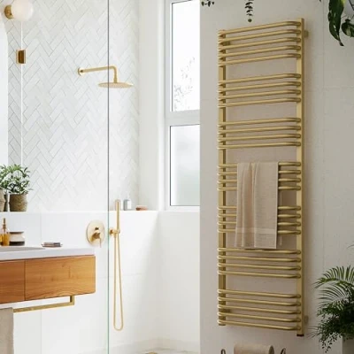 Image of Terma Electric Towel Rail, Steel, Brass, 1580h x 500w