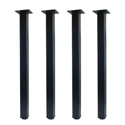 Image of QLLY 70cm/27.5 inch Adjustable Metal Desk Legs, Square Office Table Furniture Leg, Set of 4 (70 cm, Black)